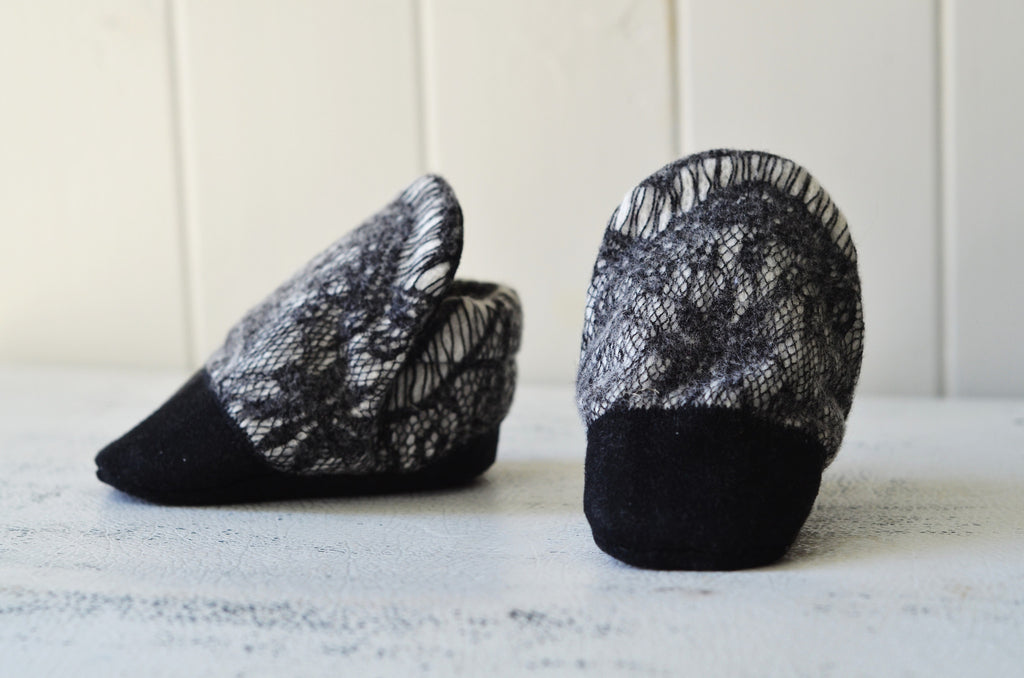 black lace baby shoes