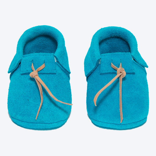 Blue Suede Baby Booties