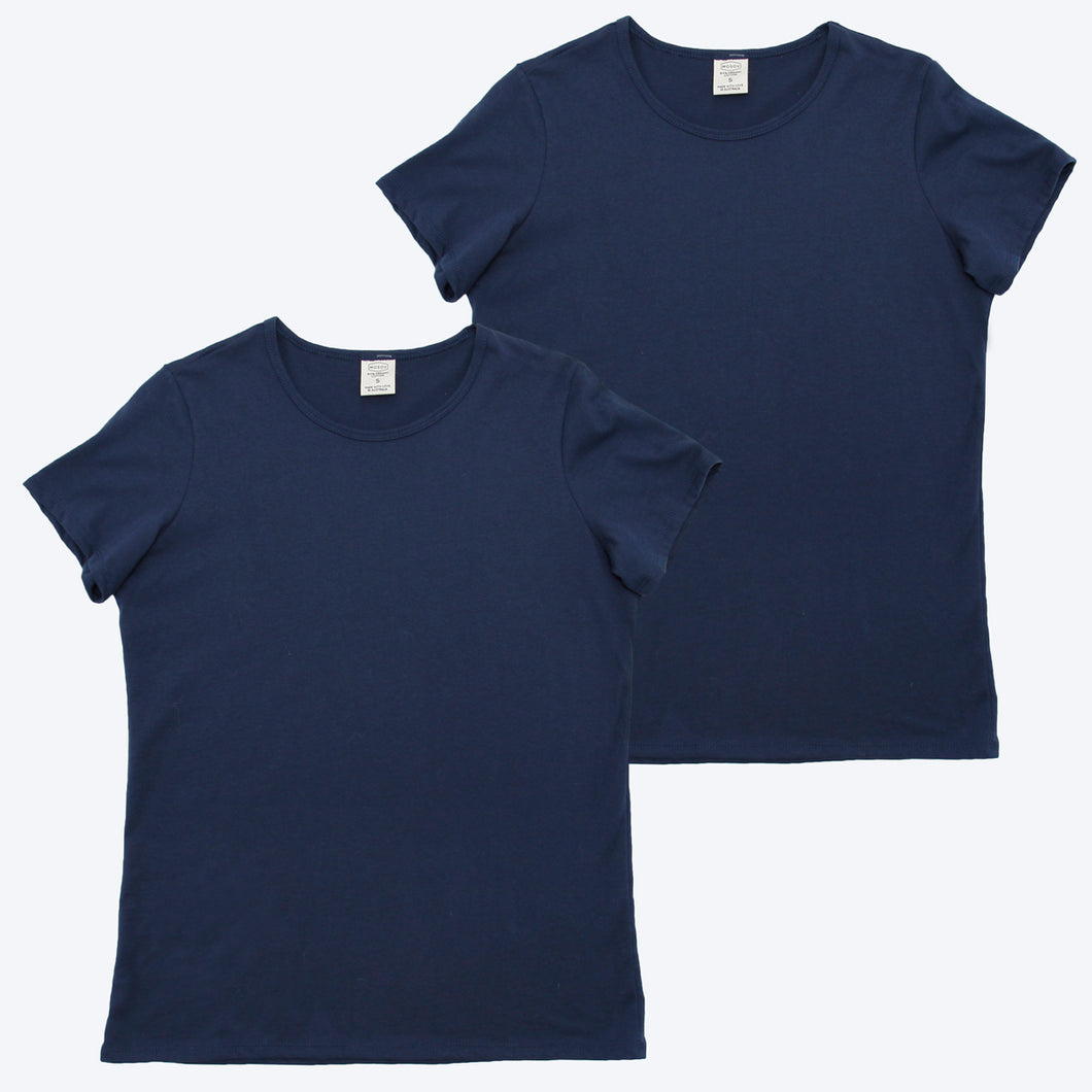 Womens Organic T-shirt Navy 2 Pack