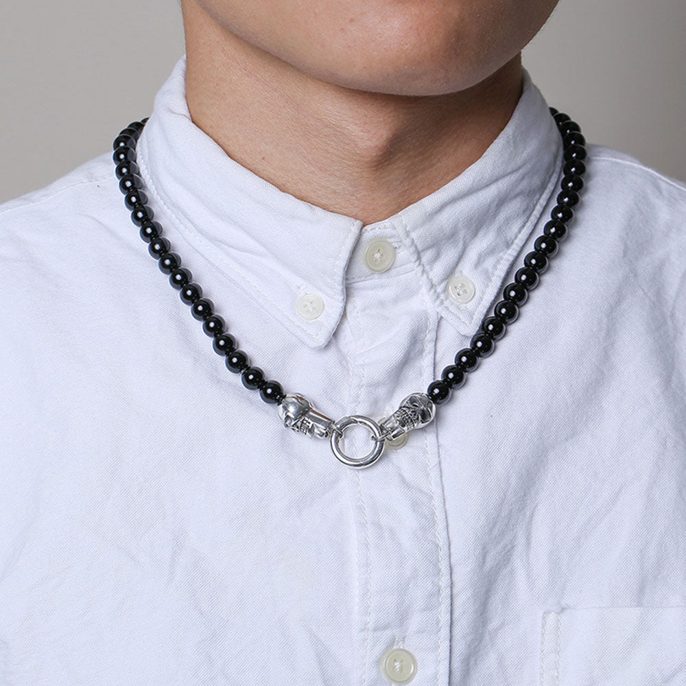 Mens-fashion-jewelry-white-skull-black-beads--necklace-in-stianless-steel-7