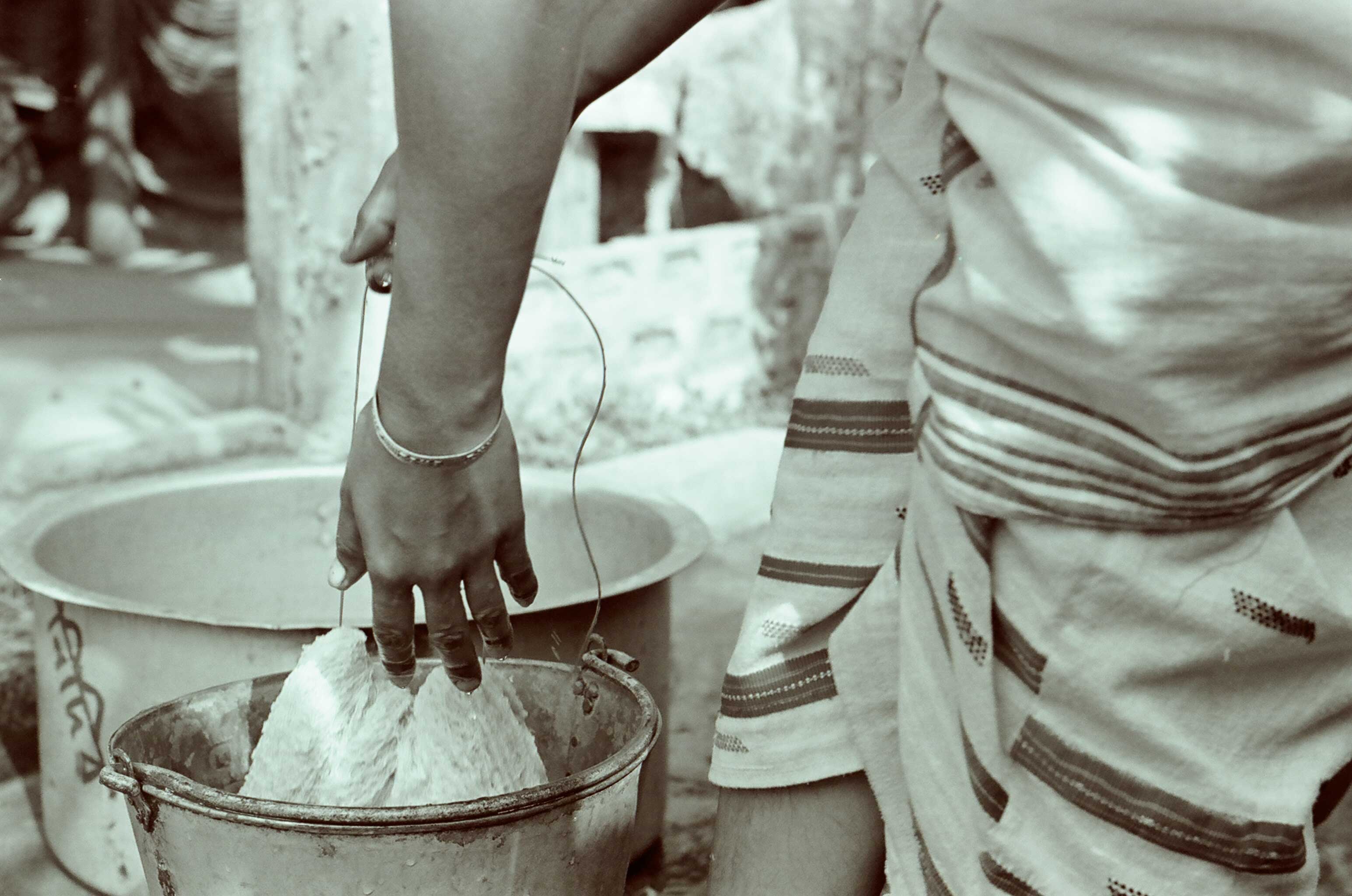 In the process of natural dyeing in Assam