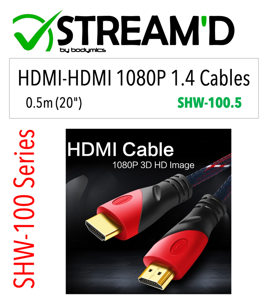 HDMI Cables - 1080P HDMI 1.4 Braid Sheath - 20" to 50Ft (Strea bodymics