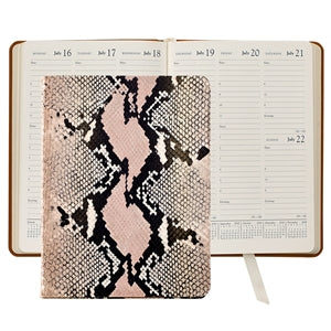 Graphic Image Pink Python Embossed Leather Desk Diary Pink