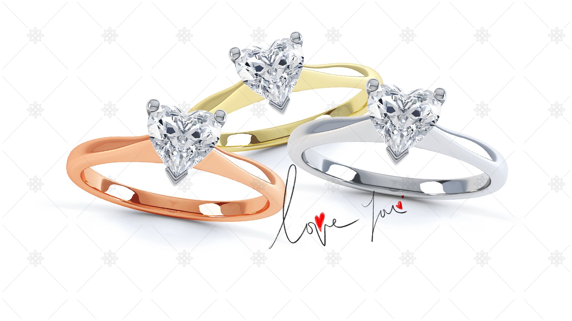 Valentines day website banner design heart rings