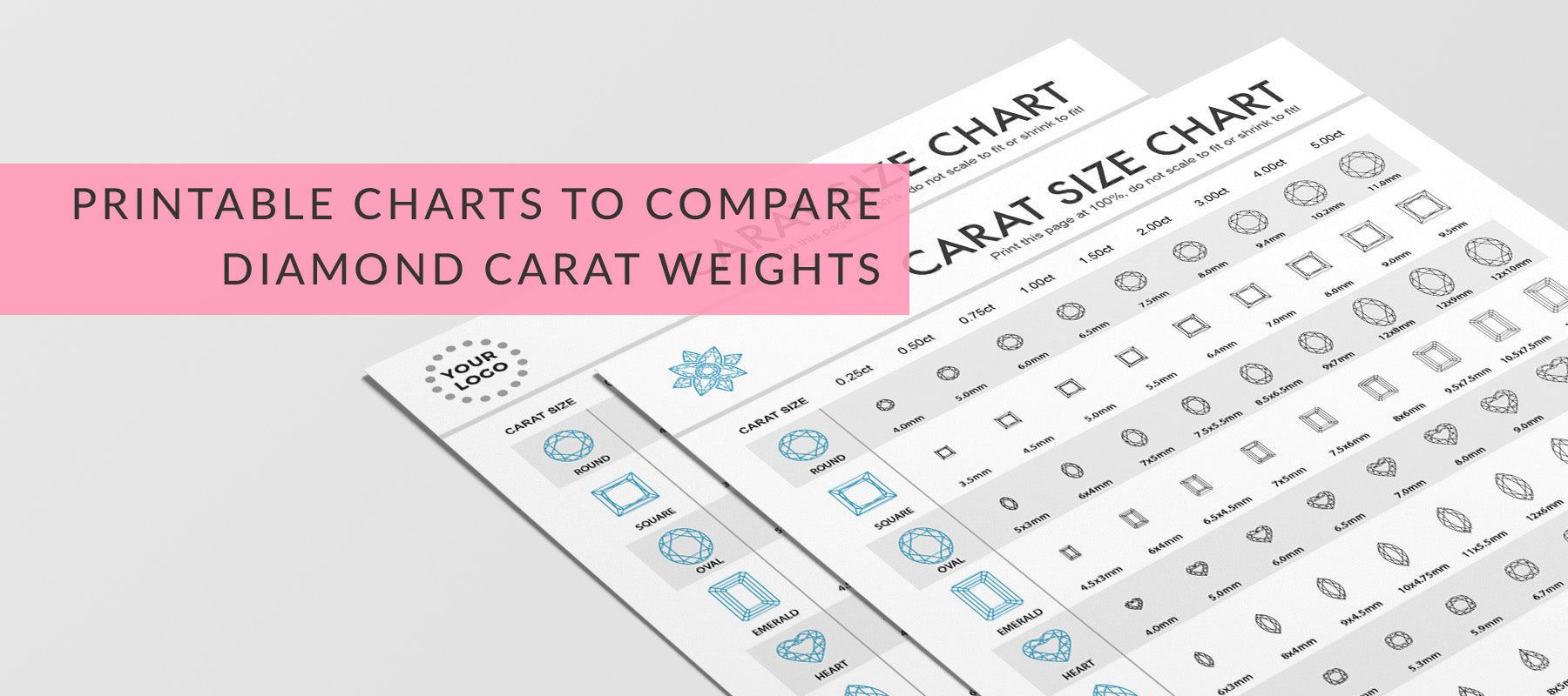 Diamond Carat sizes printable comparison chart