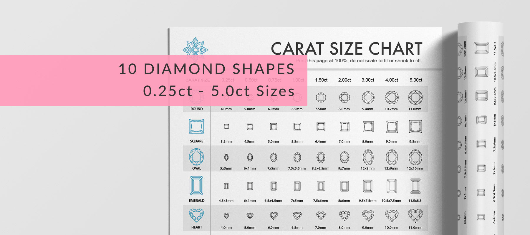 diamond shape size comparison