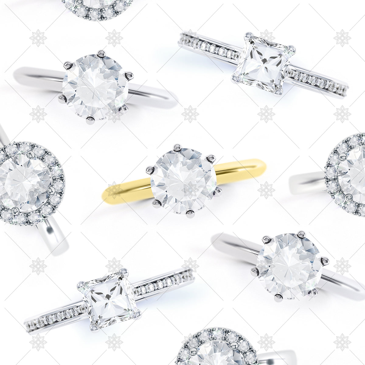 Diamond Ring Group with yellow gold ring