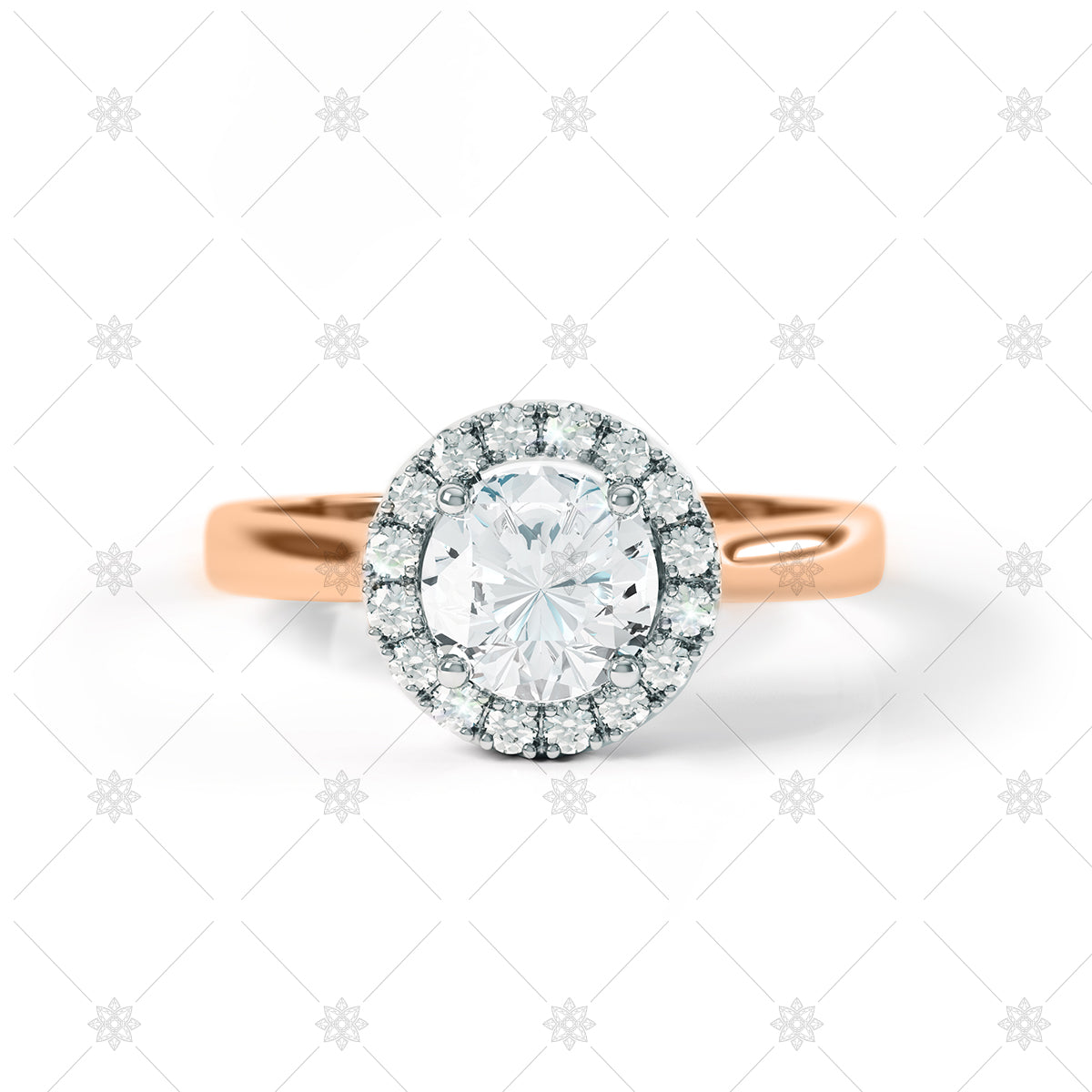 Halo Ring in rose gold with diamonds