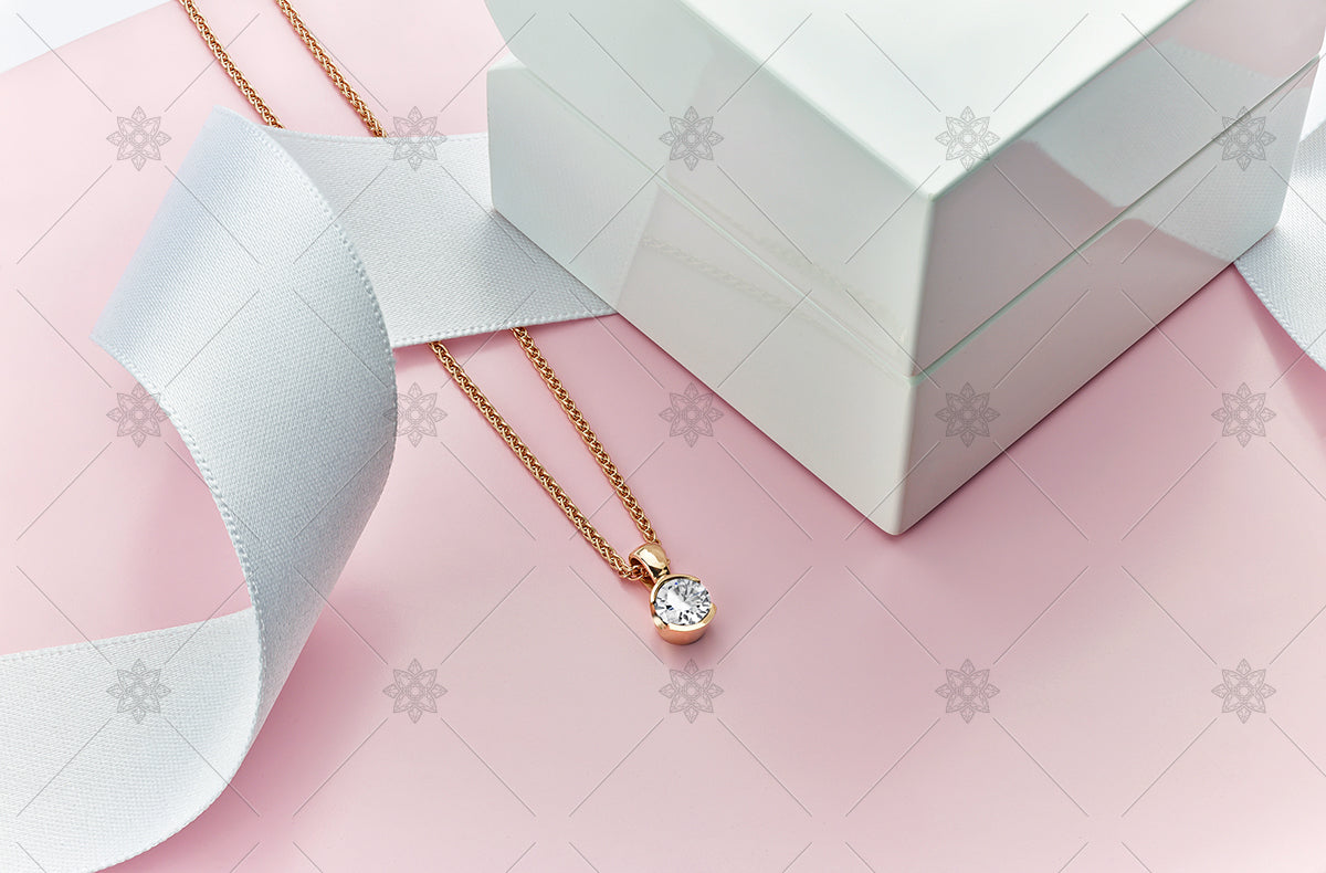 Rose gold diamond solitaire pendant