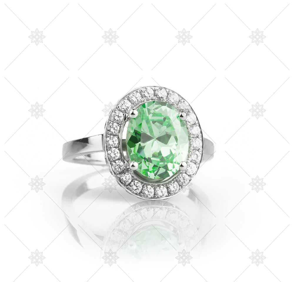 Green Halo  gemstone ring