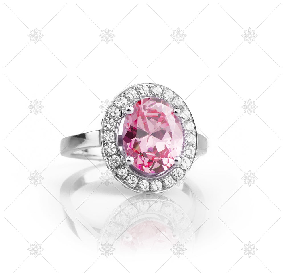 Pink halo ring