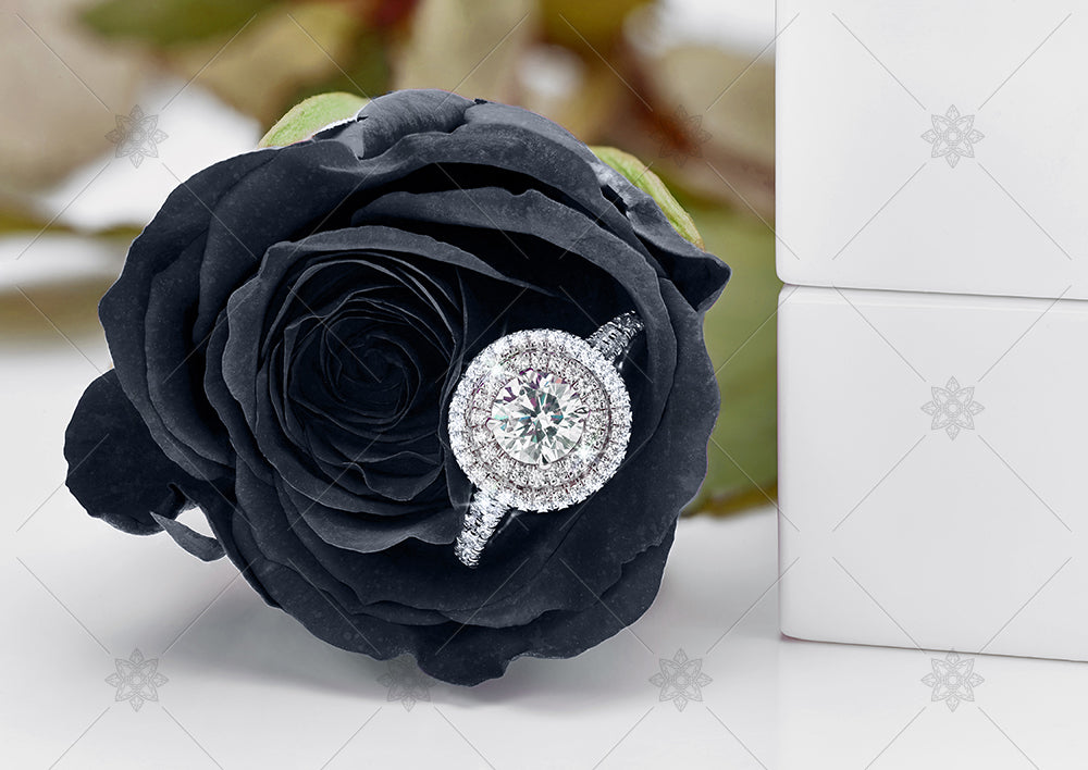 black rose and diamond ring