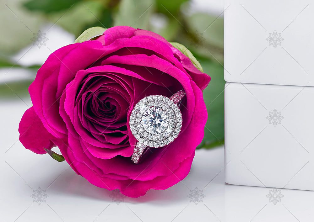 pink rose and diamond ring