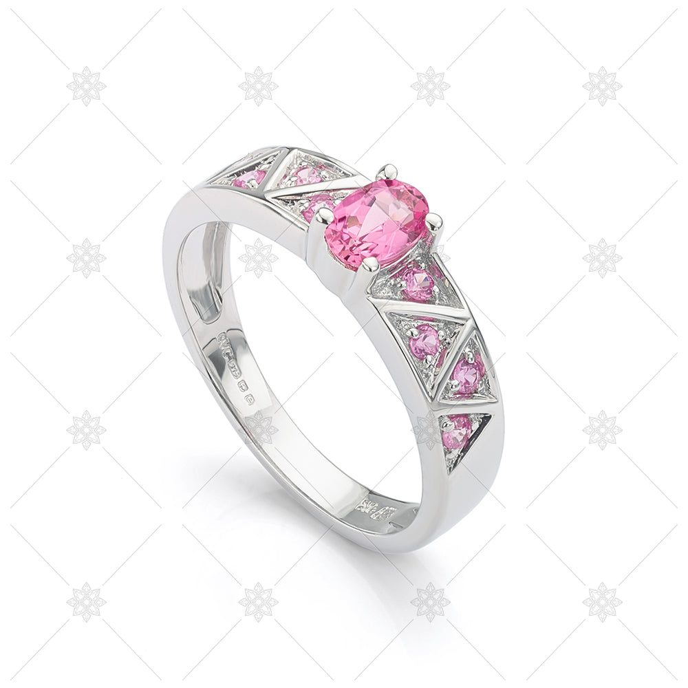 pink sapphire halo promise ring