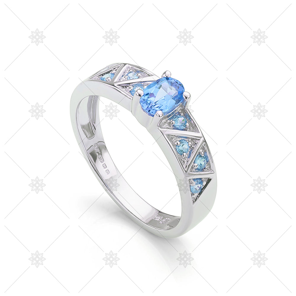 Blue Topaz Sapphire promise ring
