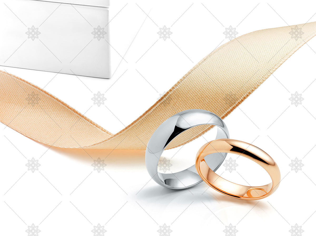 Flat court Wedding rings with ribbon