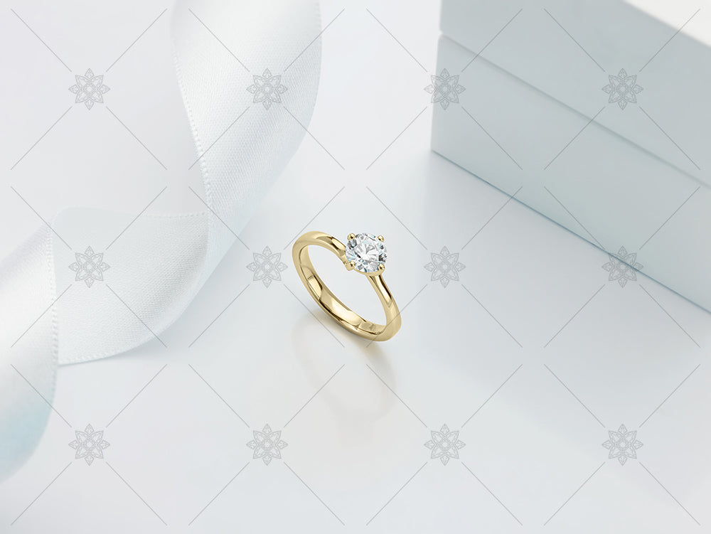 Yellow gold diamond ring and ribbon