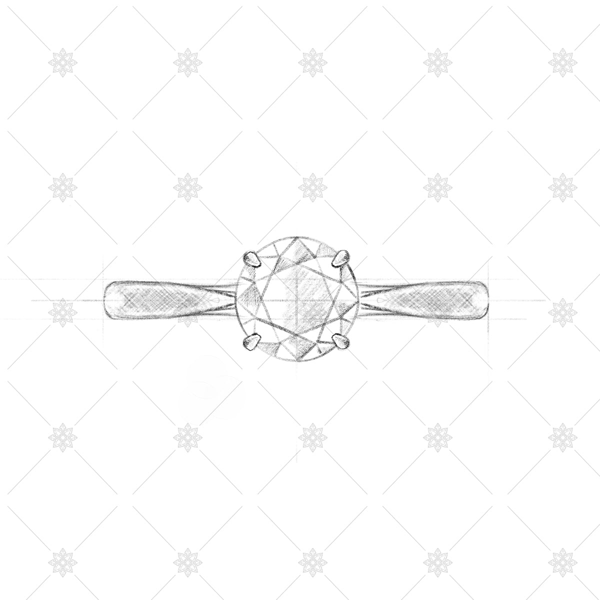 Diamond Ring Sketch - Solitaire pencil sketch