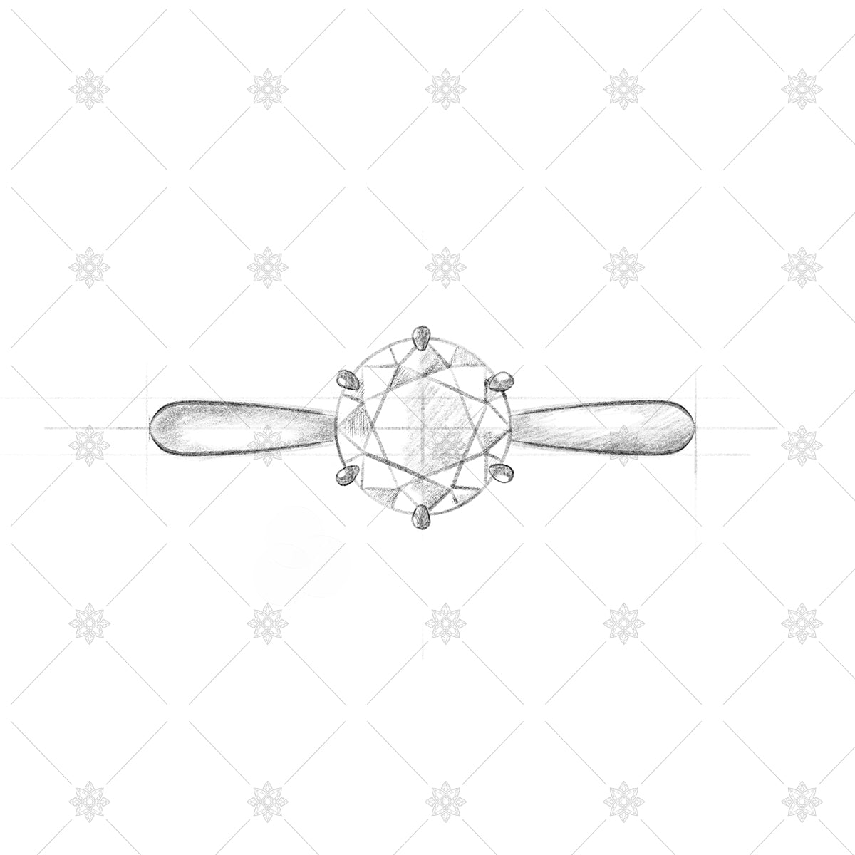 Diamond ring sketch - drawing of a diamond ring