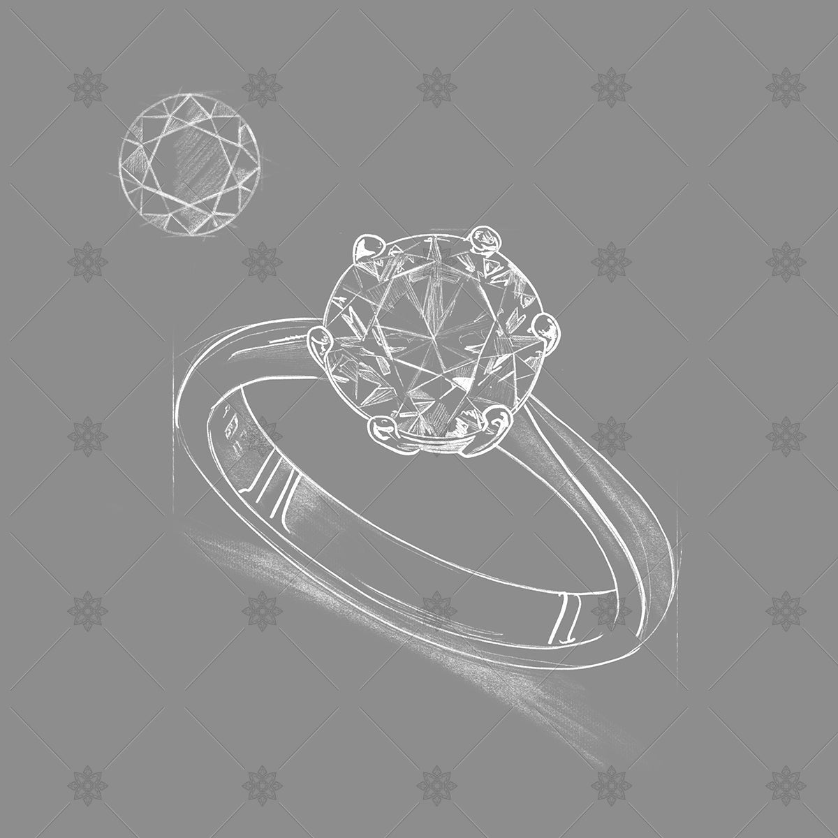 grey diamond ring sketch