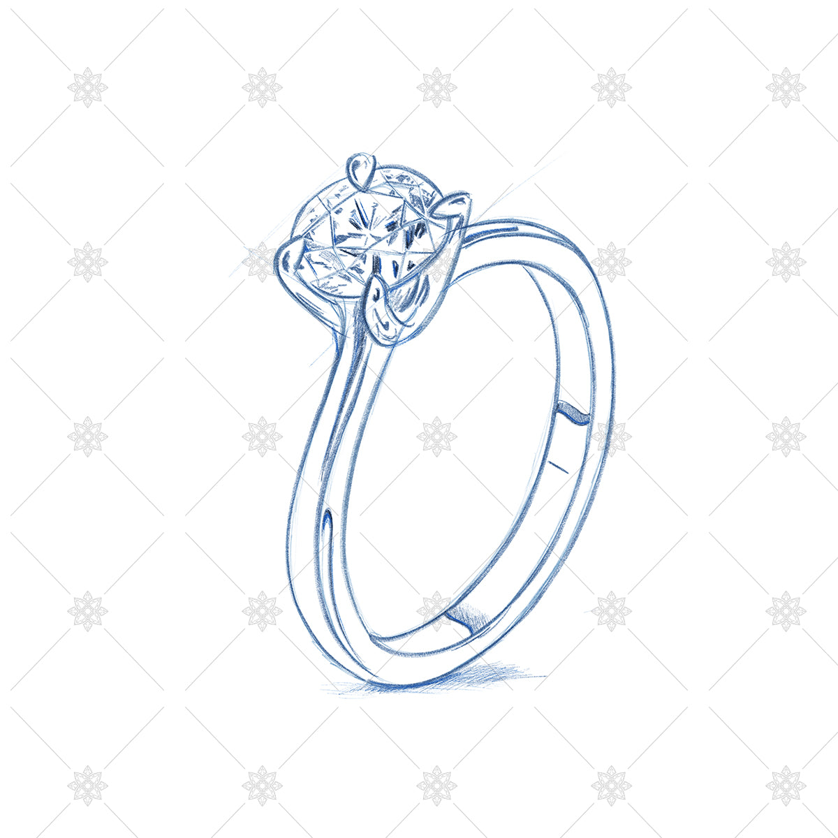 diamond solitaire ring pencil sketch
