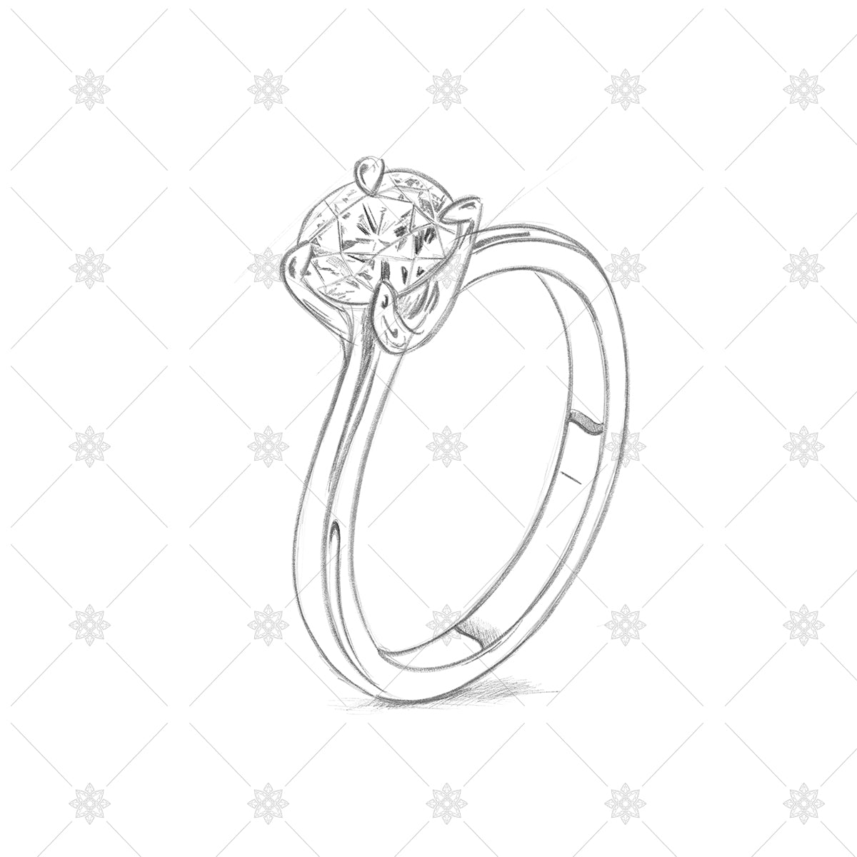 Solitaire diamond ring pencil sketch