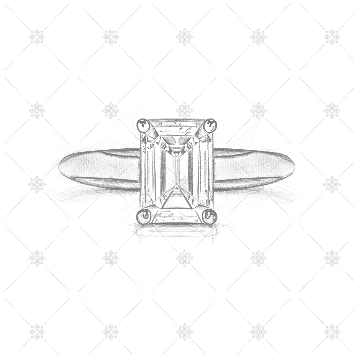 Emerald Diamond Ring Sketch