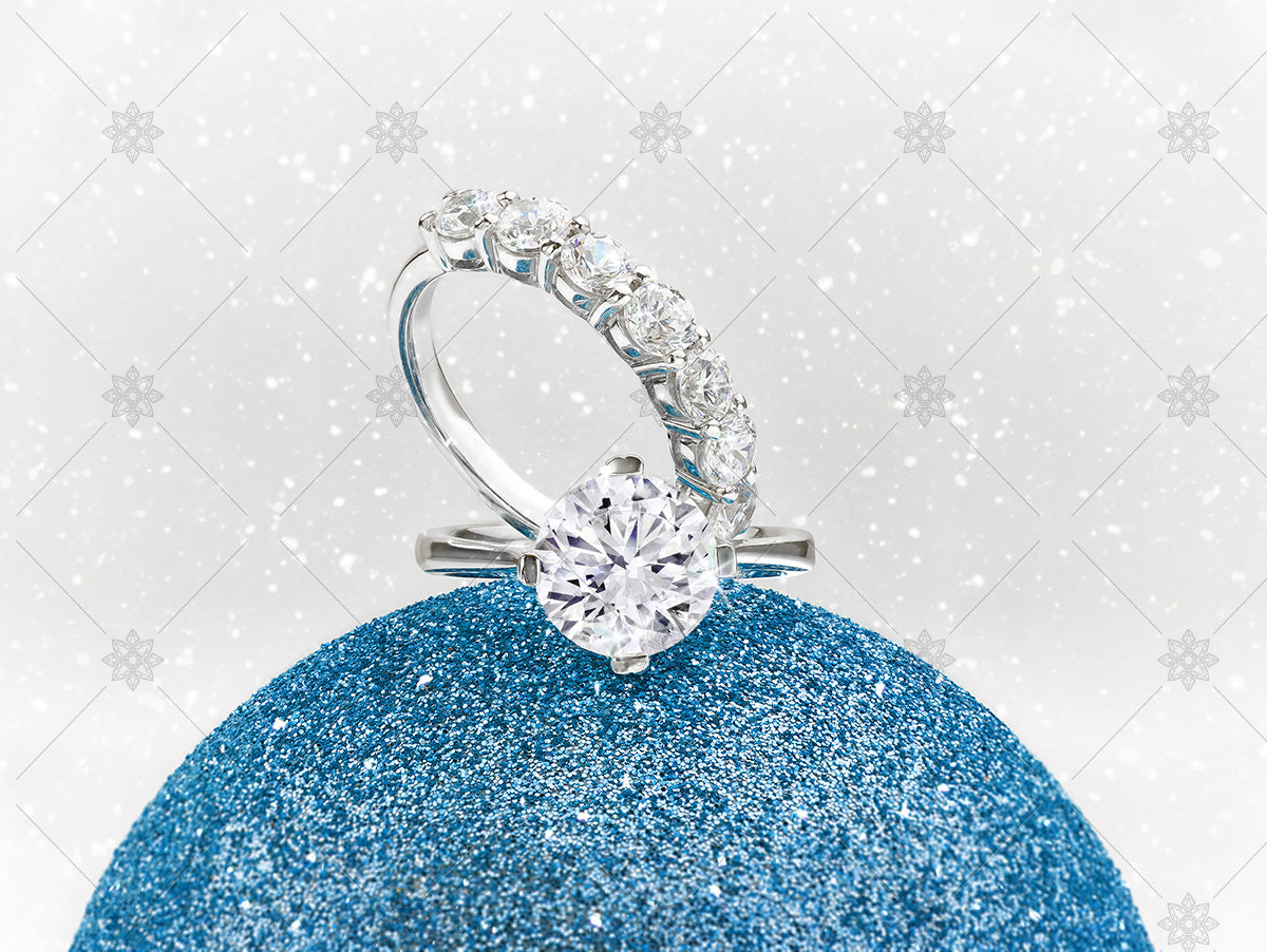 winter diamond rings with christmas bauble