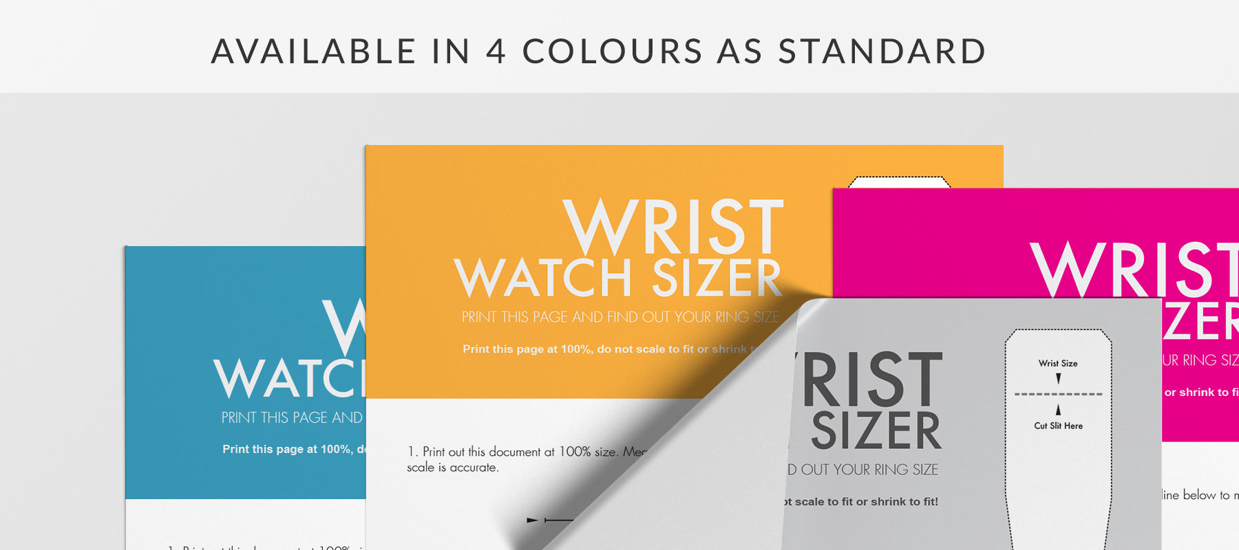 Wrist watch size chart colours