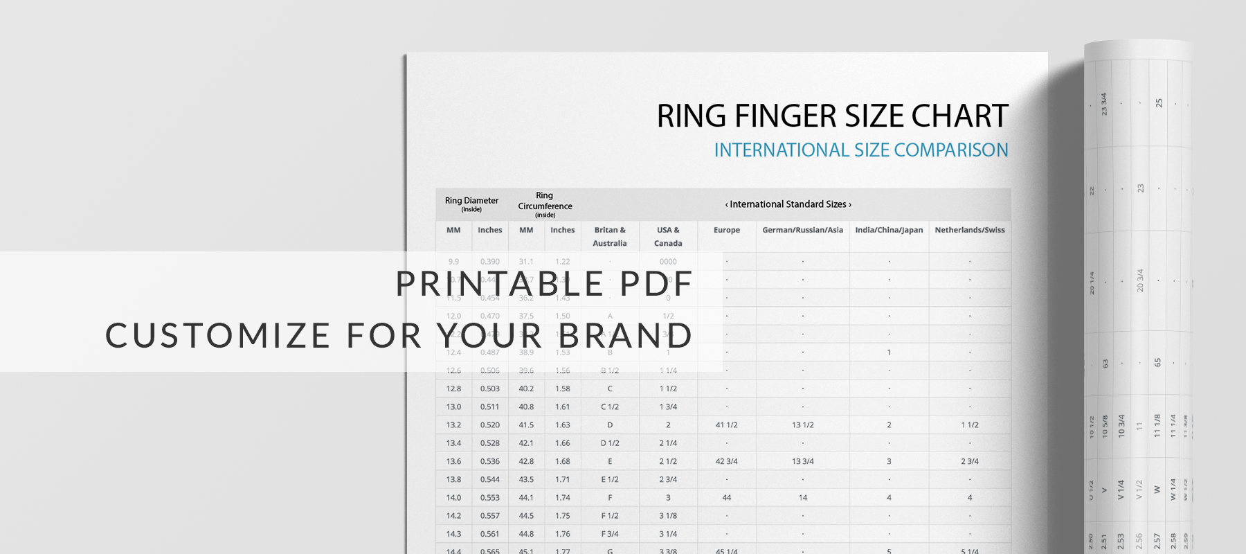 Printable ring finger size charts