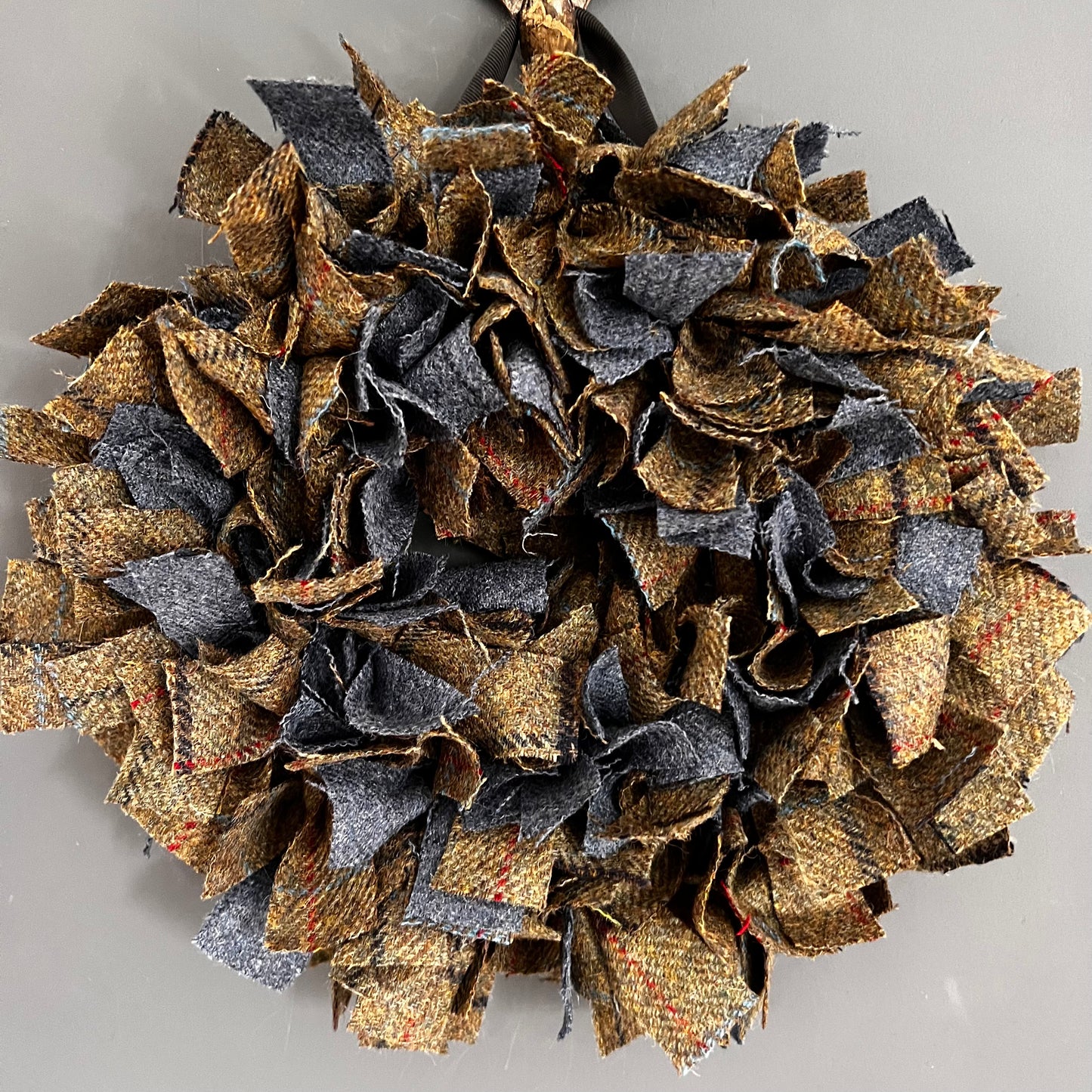Luxury Tweed Christmas wreath ‘I wish it could be Christmas everyday’