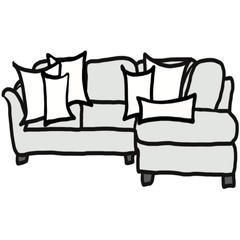 decorative throw pillow size guide for Chloe and Olive sectional sofa