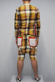 COMME des GARÇONS <br> Plaid Drop Crotch Patchwork Suit