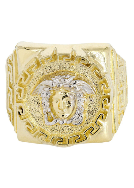 10K Yellow Gold Versace Style Mens Ring 