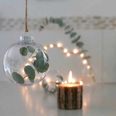 DIY Christmas bauble - simple and stylish nordic minimal design with eucalyptus 