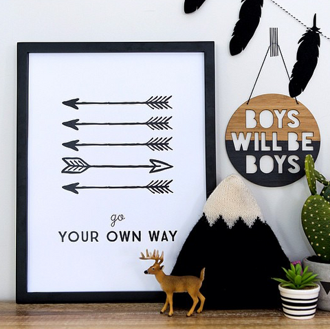 "Go your own way" print by One Tiny Tribe - great for a boy's room or nursery - available at www.onetinytribe.com