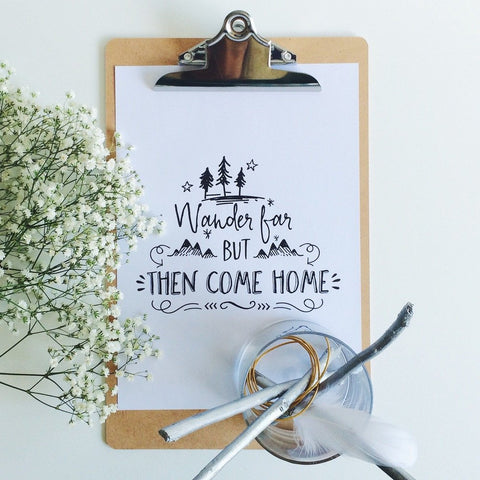 "Wander far" print by One Tiny Tribe - great for a boy's room or nursery - available at www.onetinytribe.com
