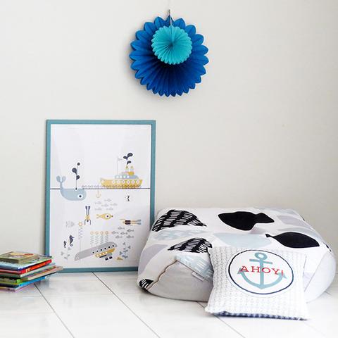 "Whale tale" print by One Tiny Tribe - great for a marine themed boy's room or nursery - available at www.onetinytribe.com