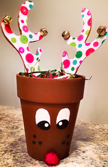 Flower pot turned reindeer