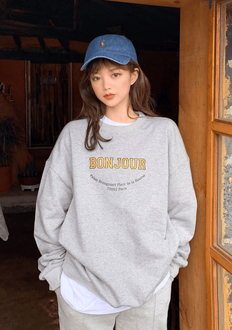 Bonjour Lettering Sweatshirt