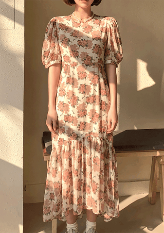 Blooming Flowers Vintage Dress