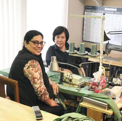 Our Ladies sewing in our Slow Fashion factory.