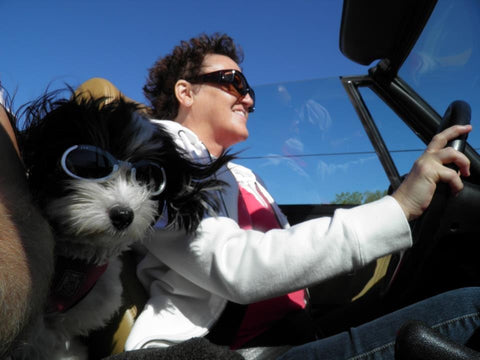 hair blowing in sportscar