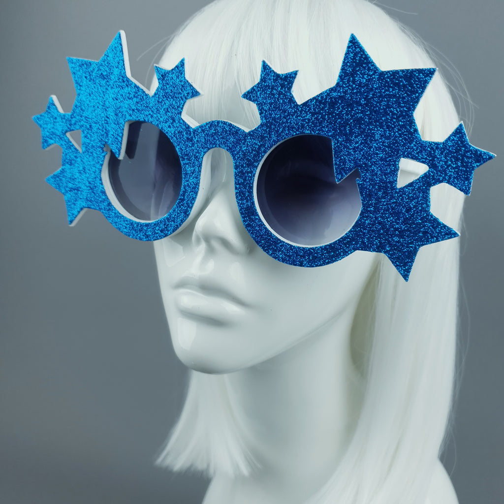 Bright Star Blue Glitter Stars Sunglasses Pearls And Swine 