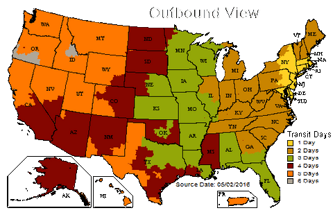 UPS Ground Delivery Times from 11520