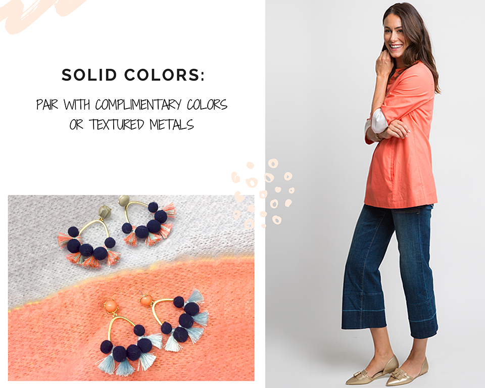 STATEMENT EARRINGS: SOLID COLOR WITH COMPLIMENTARTY ACCENTS