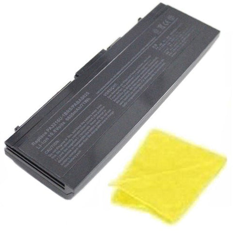 Amsahr® Replacement Battery for Toshiba 3216, 5200, 5205, PA3216U-1BAS, PA3216U-1BRS, PA3288U-1BAS, PA3288U-1BRS, PABAS025 (9 Cell, 6600 mAh) - Includes Cleaning Cloth