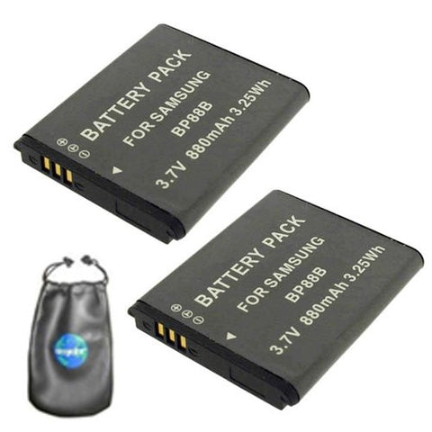 ValuePack (2 Count): Digital Replacement Battery for Specific Digital Camera and Camcorder Models / Compatible with Samsung BP-88B, MV900F - Includes Leatherette Camera / Lens Accessories Pouch