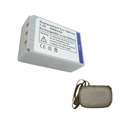 Extended Life Replacement Battery for Specific Digital Camera and Camcorder Models / Compatible with Casio NP-100, Exilim Pro EX-F1 - Includes Hard Case Camera Bag