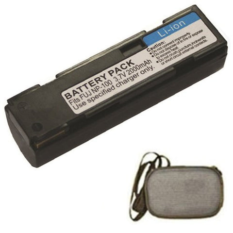 Extended Life Replacement Battery for Specific Digital Camera and Camcorder Models / Compatible with FujiFilm NP-100, FinePix MX-600, MX-600X, MX-600Z, MX-700, DS260 - Includes Hard Case Camera Bag